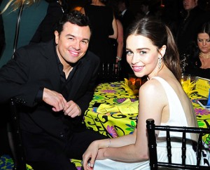 Producer Seth MacFarlane and actress Emilia Clarke attend HBO's Official Emmy After Party at The Plaza at the Pacific Design Center 
